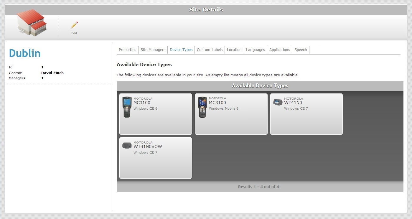 Site Details Dev Types Tab Read