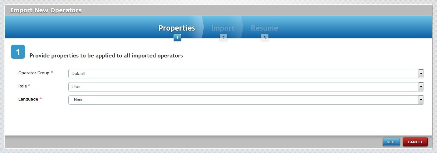 Import New Operators Step 1