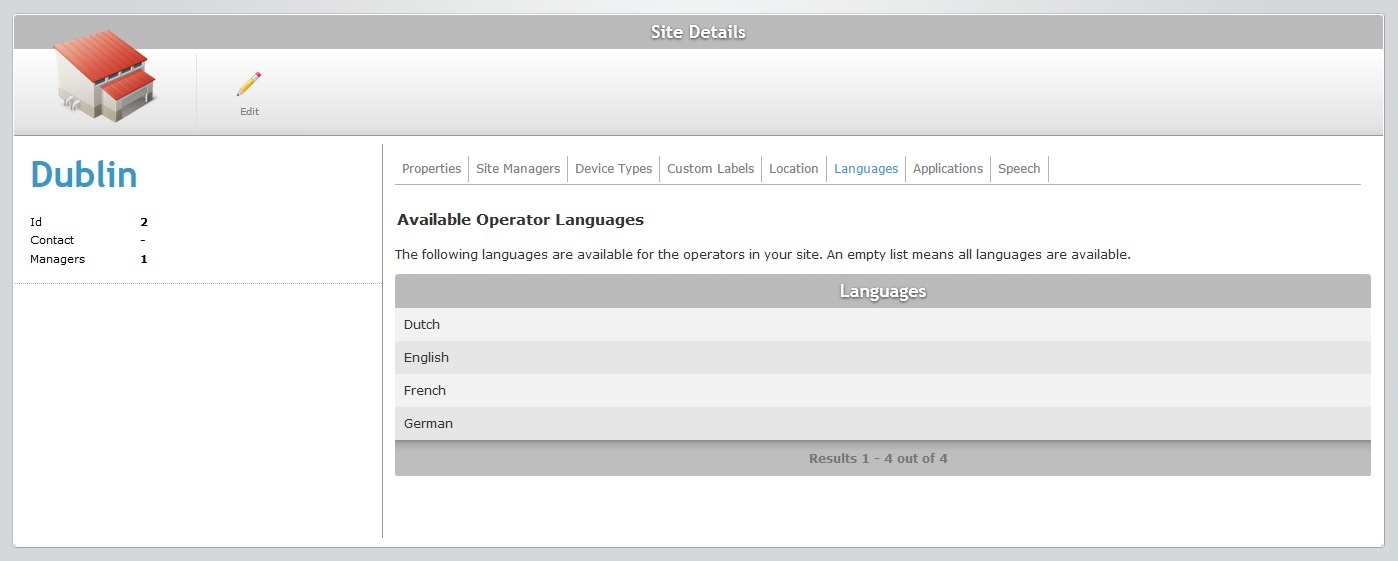 Site Details Languages Tab Read