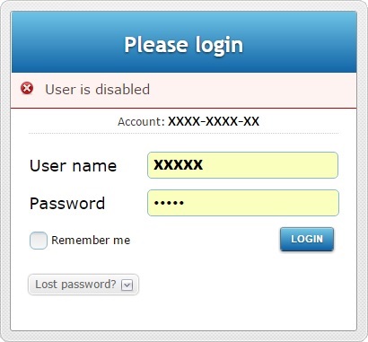 Login Error Disabled Username