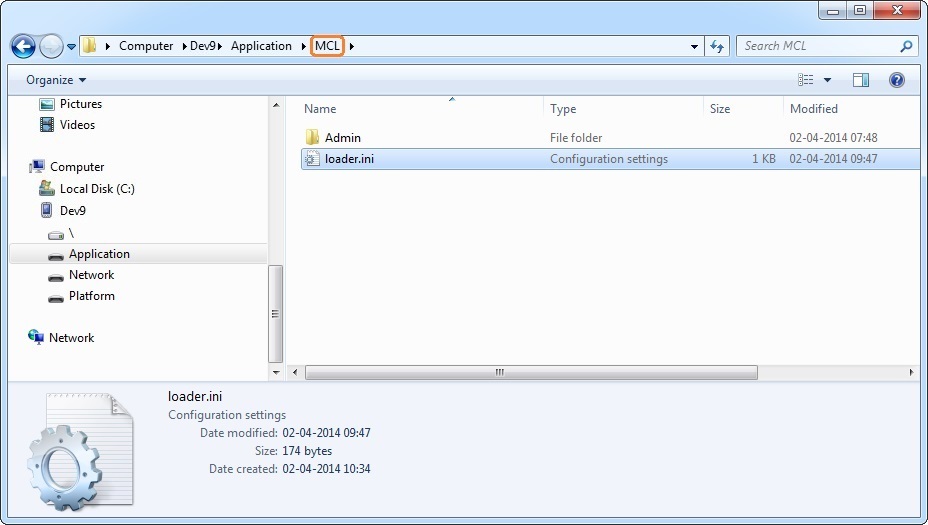 MCL Folder in Device