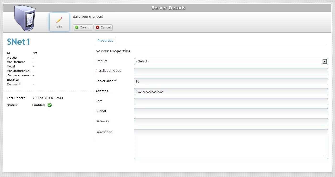 Server Details Edit_non MCL Server