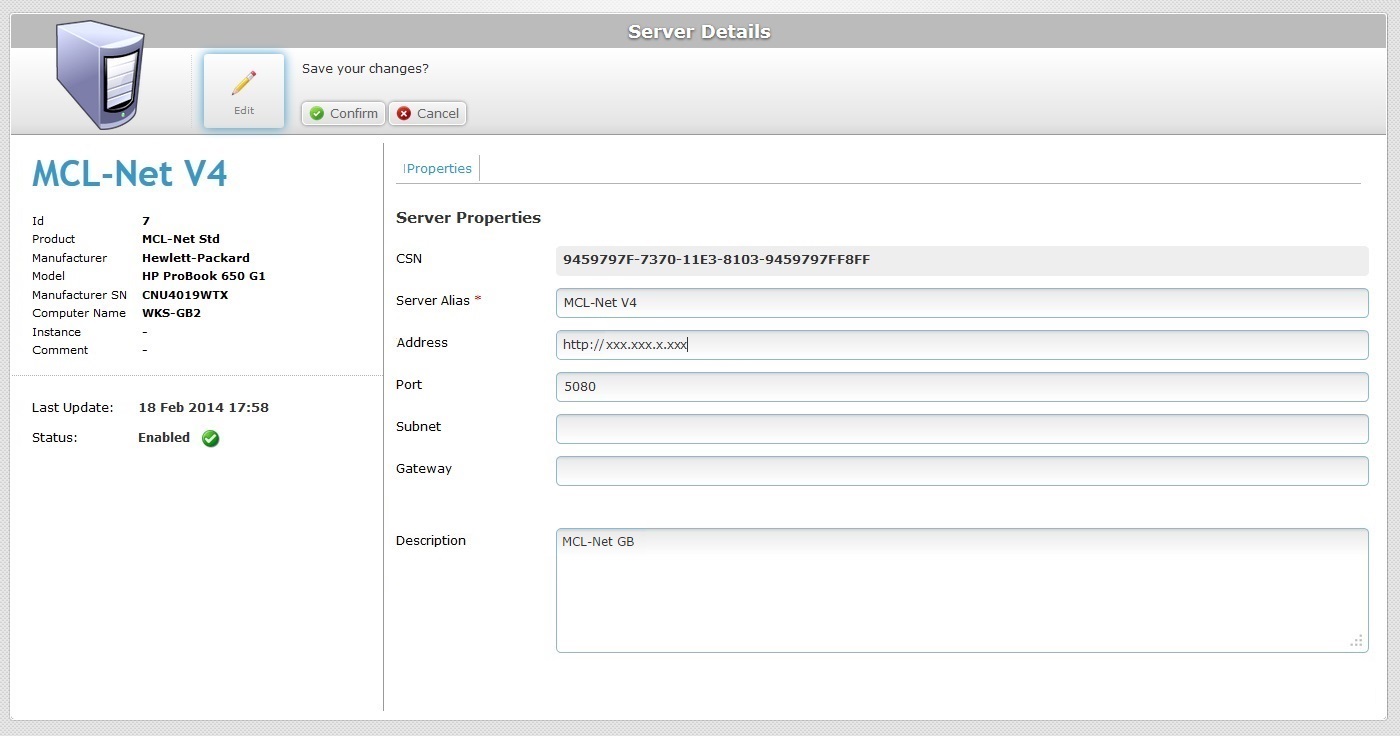 Server Details Page Prop Tab Edit