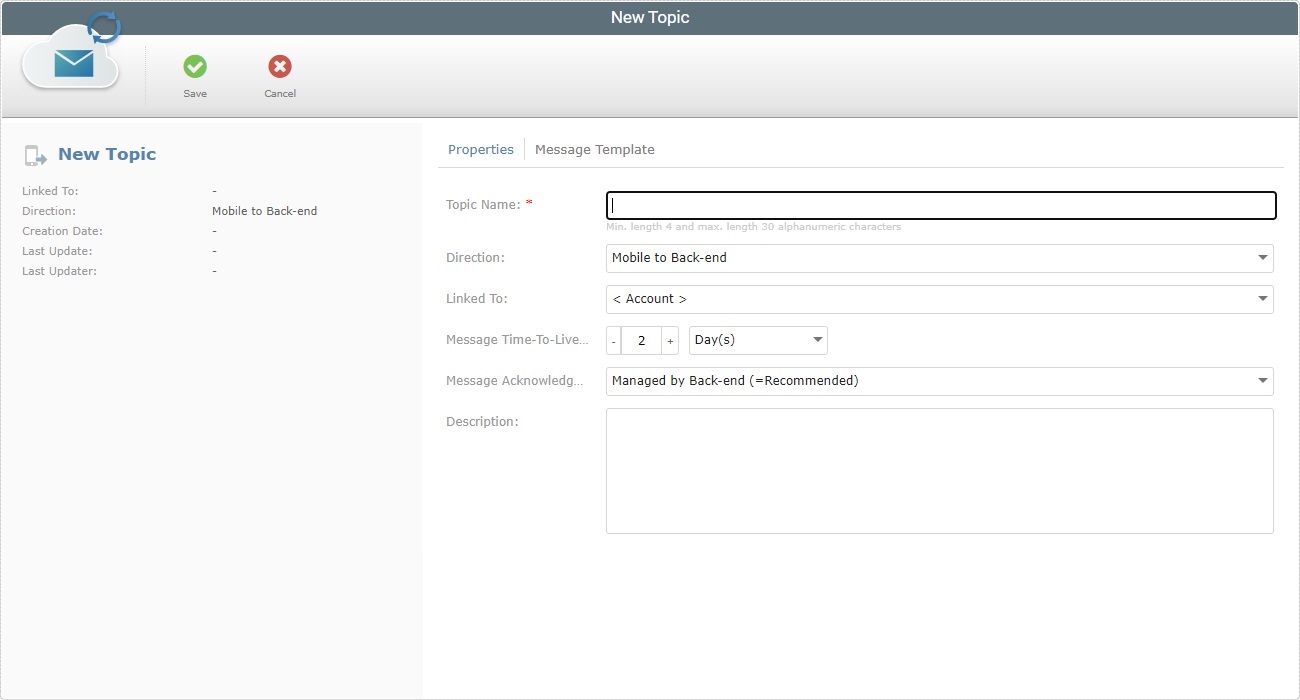 Messagebox Add New Topic Page
