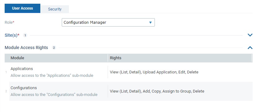 User Access Tab_Config Man. Access Rights