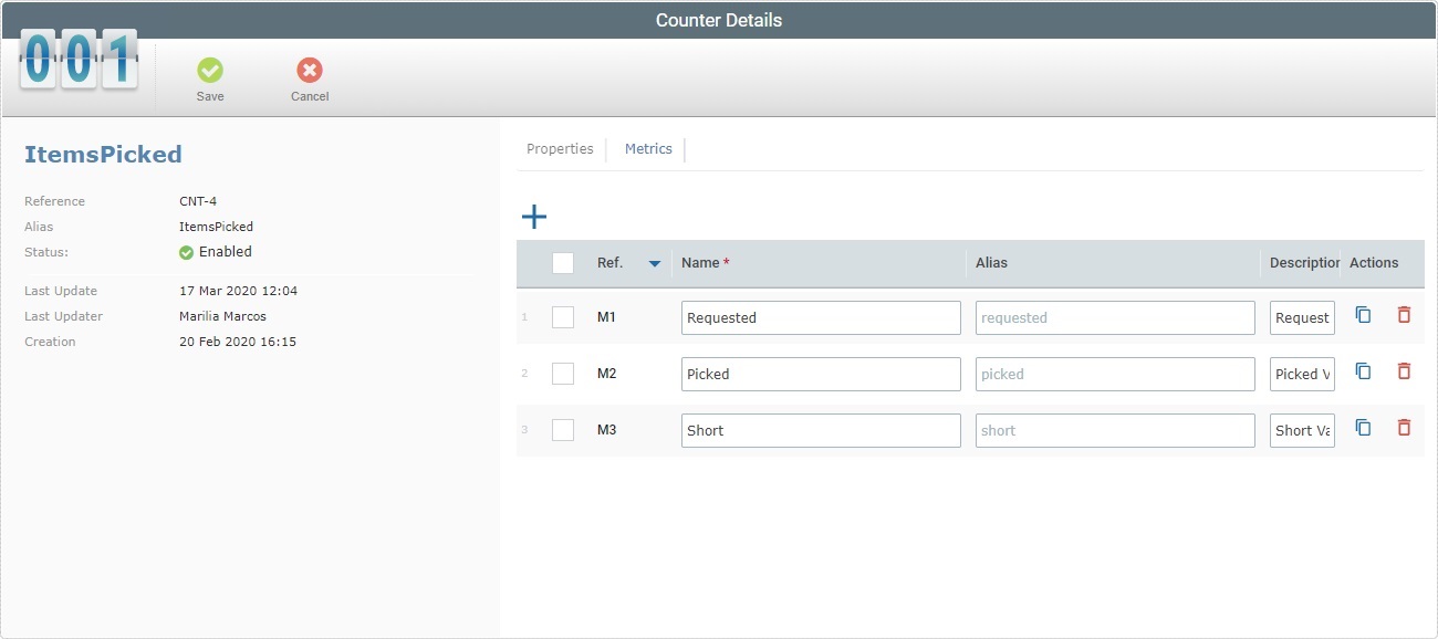 Counter Details_Page Metrics tab edit
