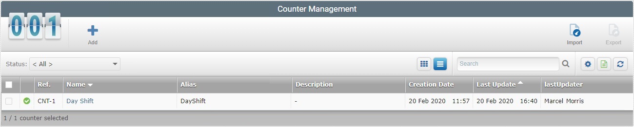 Created Counter Result_Counter Management_Page