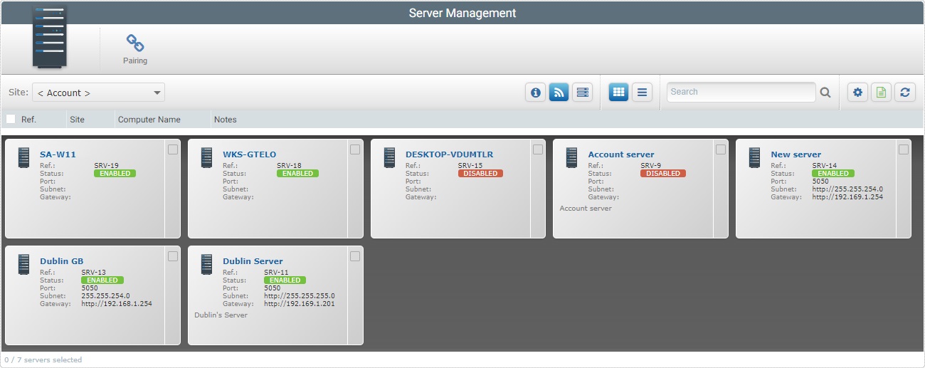 Servers Page Grid View Network_Account