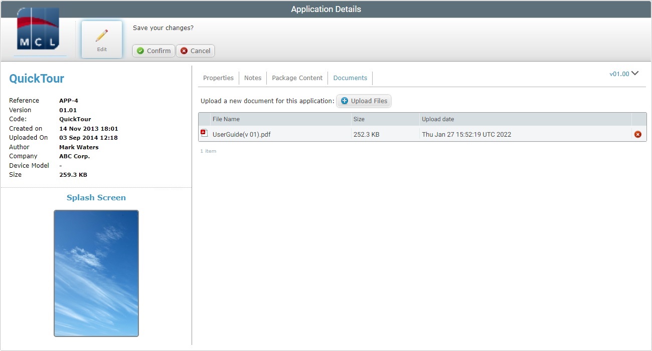 Application Details Page Documents Tab Edit Result