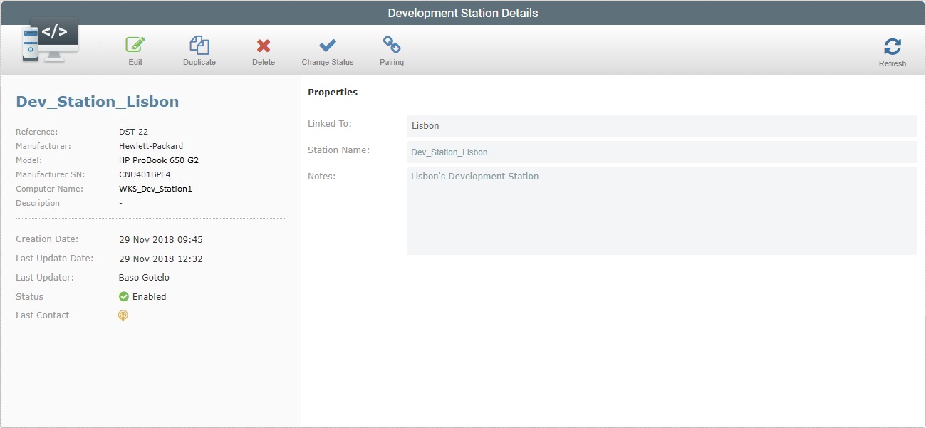 Account Dev Station Details Page