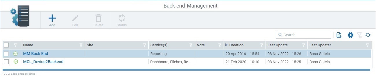 Back Ends Page
