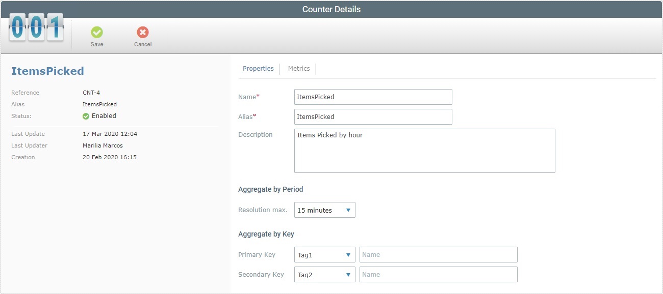 Counter Details_Page Properties tab edit