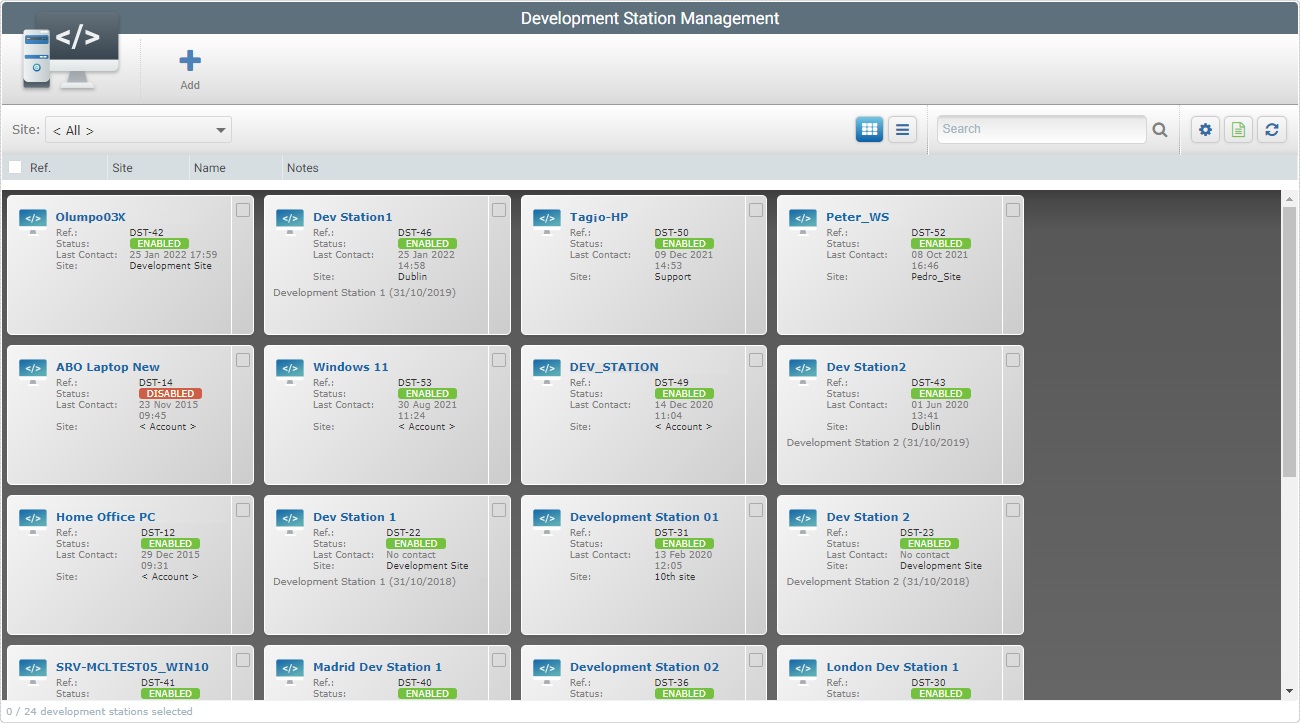 Account Development Stations Page Grid