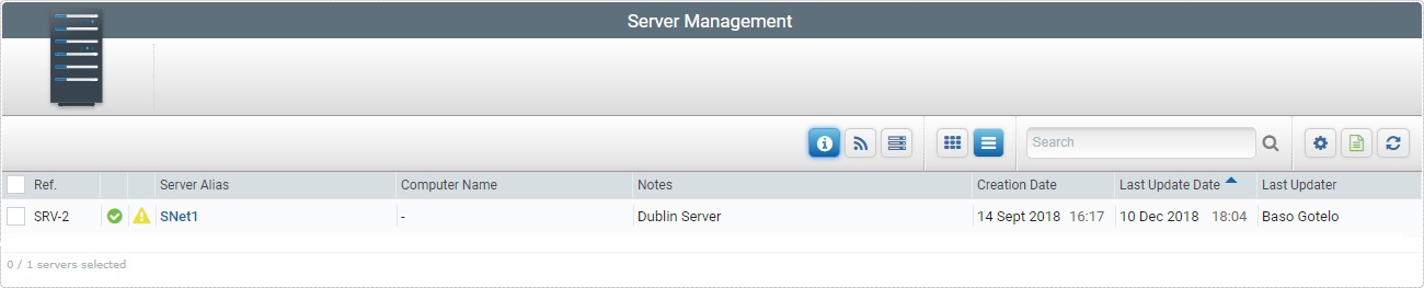 Servers Page