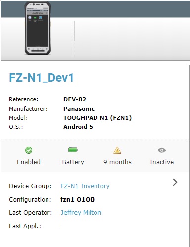 Device Details Left Panel