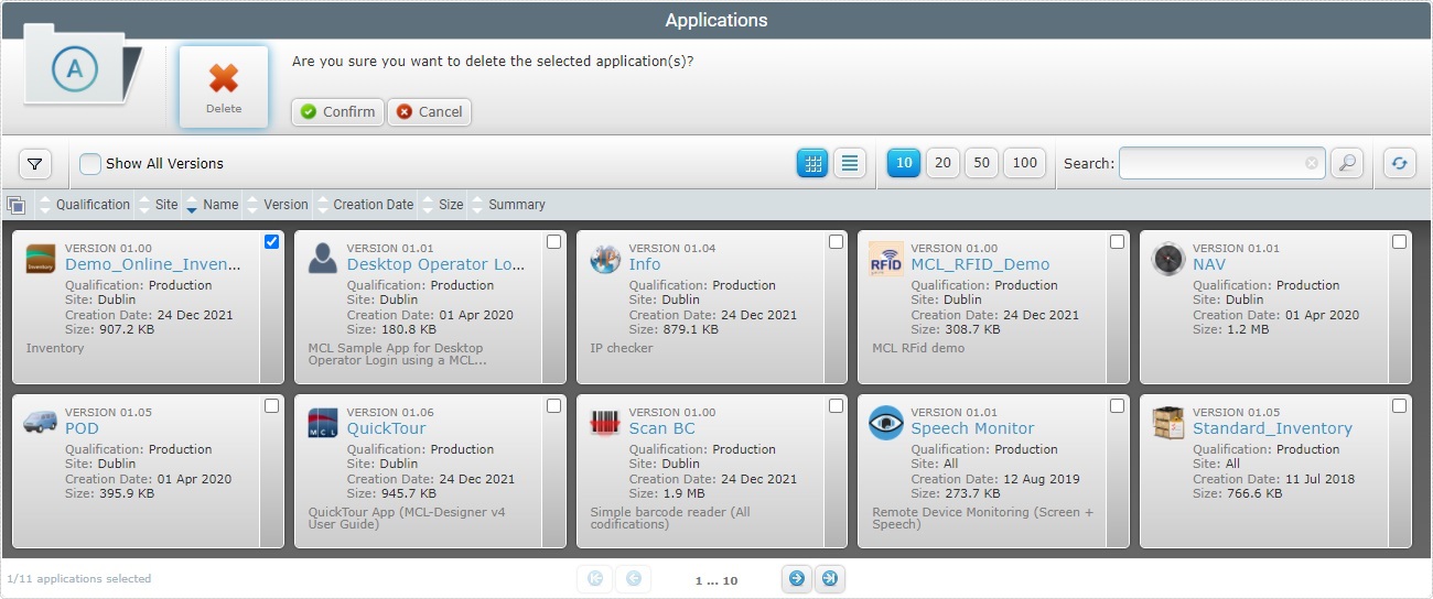 Delete Application Confirmation_Site