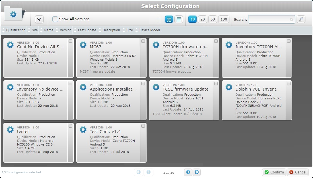 Select a Configuration Window_Site