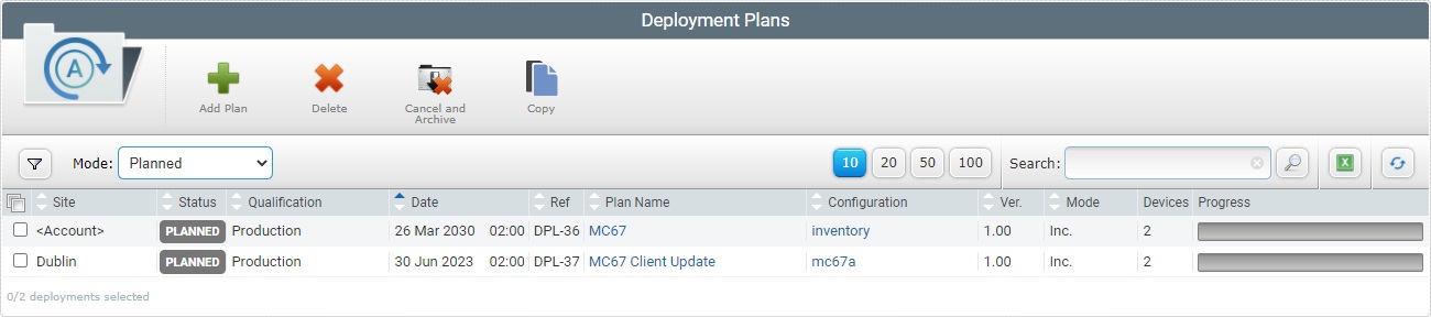 Site Deployment Plans Page Planned View