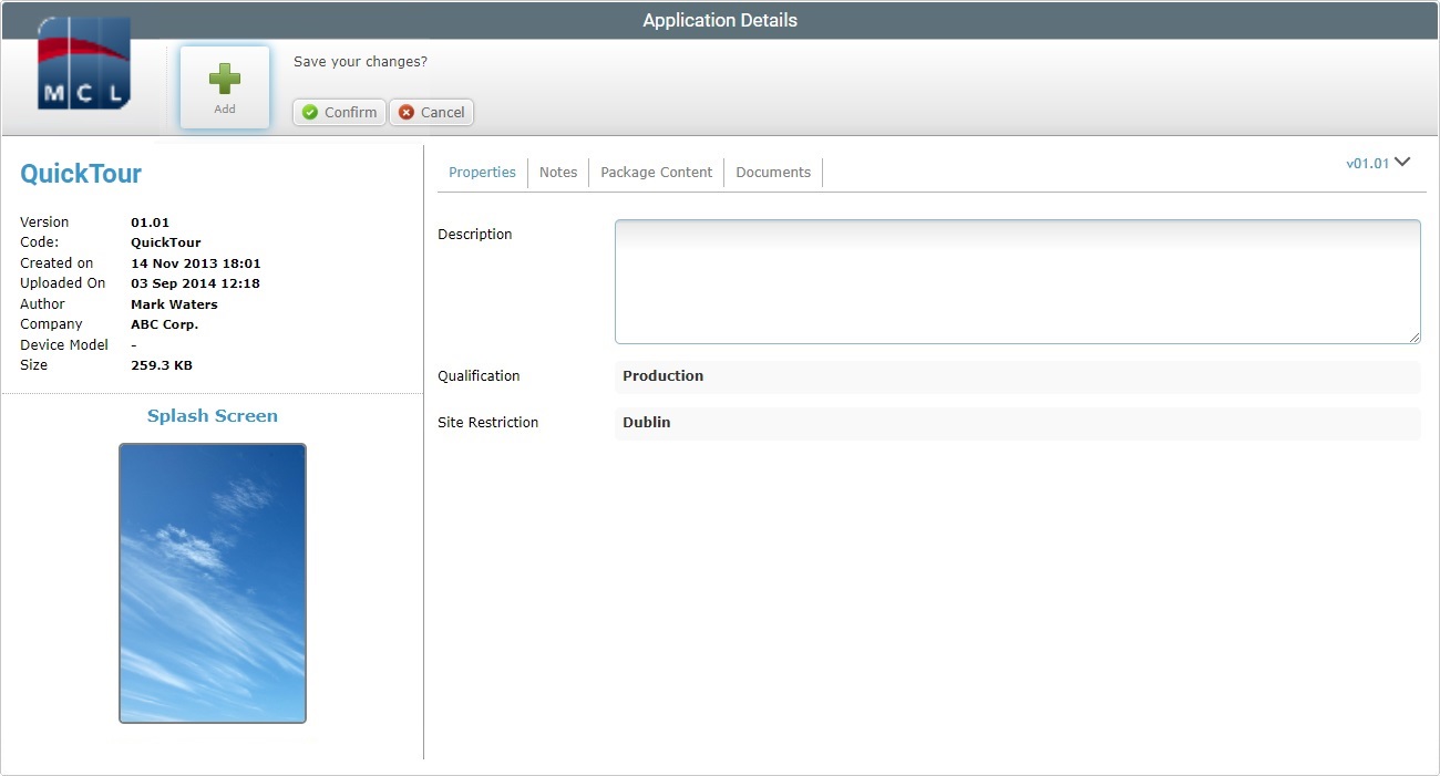 New Application Page  Prop Tab_Site