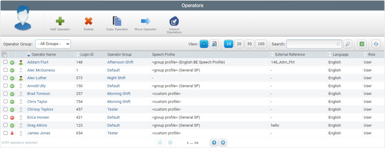 Operators Page