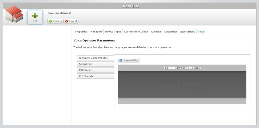 Add Site Voice tab