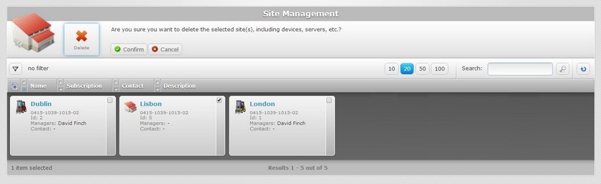 Delete Site Confirmation