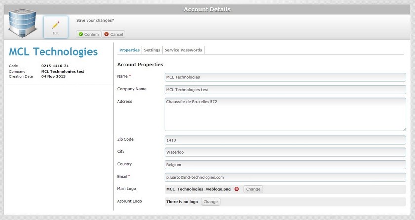 Account Details Prop Tab Edit