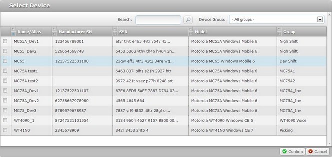 Select a Device Window