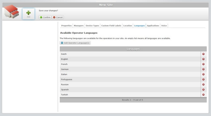 Add Site Languages Tab