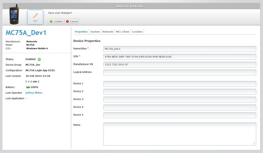 Device Details Page Prop Tab Edit