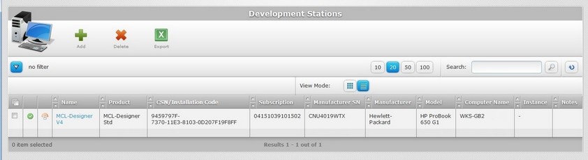 Development Stations page List
