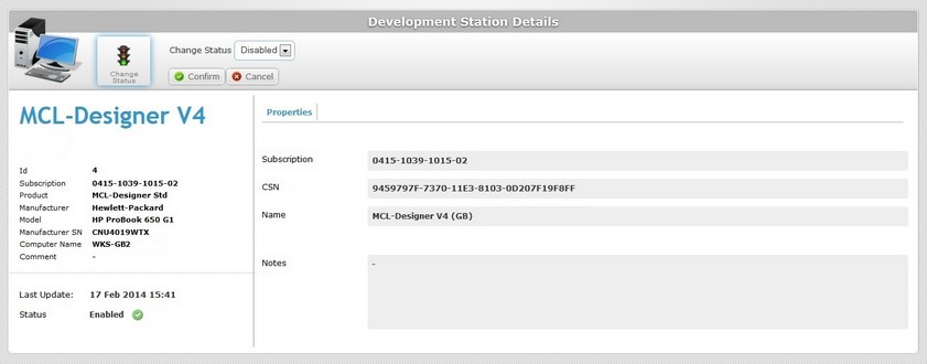 Dev Station Change Status Confirmation