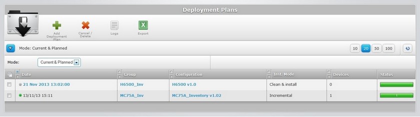 Deployment Plans Page Current Planned View