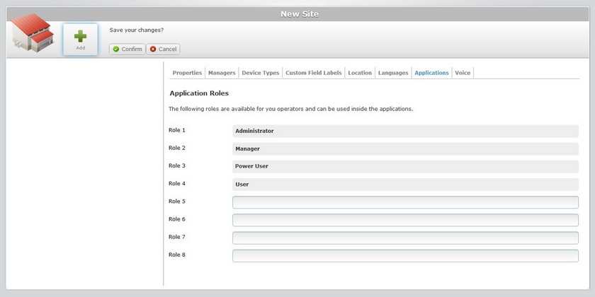 Add Site Applications Tab