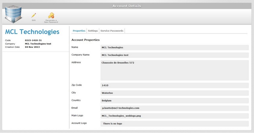 Account Details Page View
