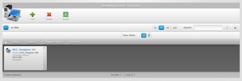Development Stations page Grid