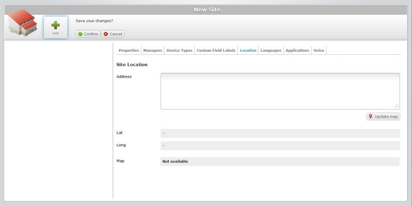 Add Site Location Tab
